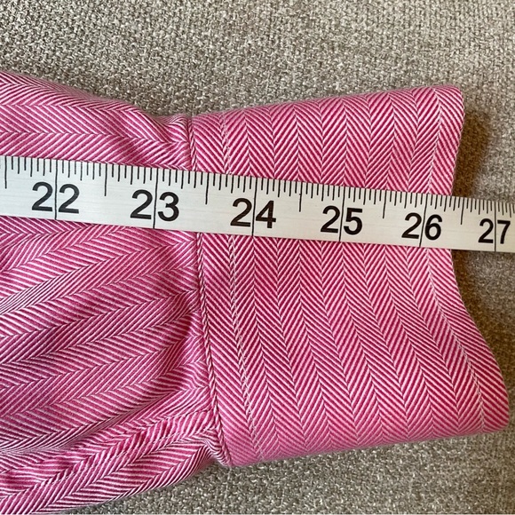 Holt Renfrew Raspberry White Herringbone 100% Cotton Made in Italy Sport Shirt - Picture 11 of 11
